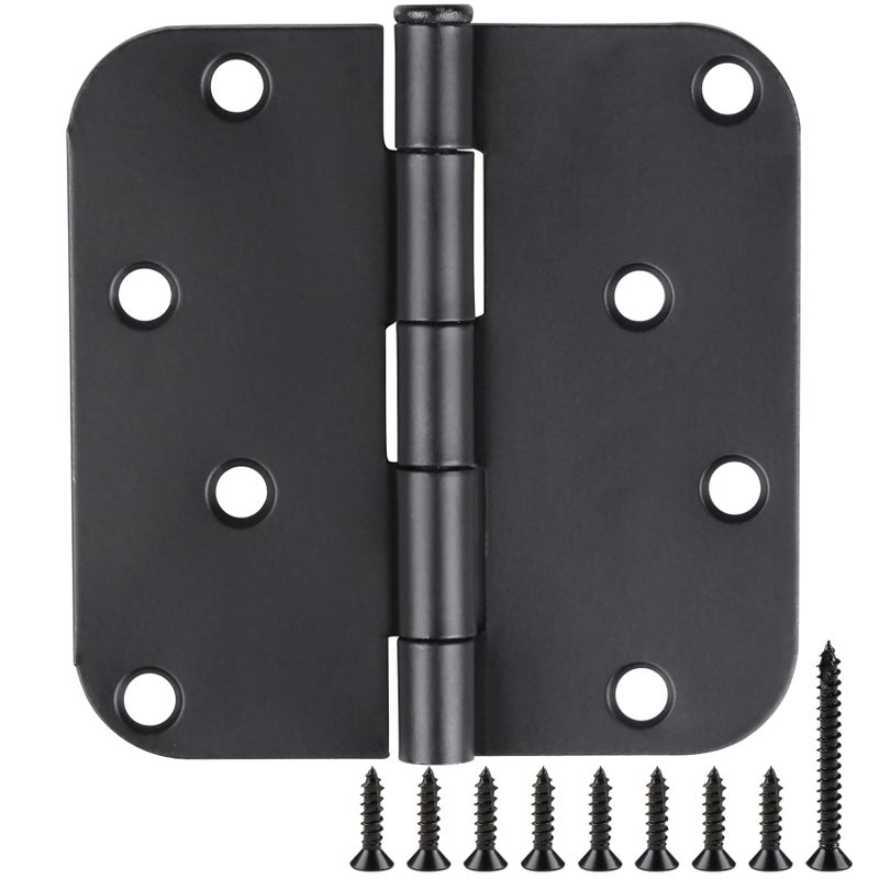 JIW 18 Pack Black Door Hinges Matte Black 4 Inch Exterior/Interior/Front Door Hinge 4 Inch Black 5/8""Radius Coner Residential Door Hardware Non-Removable Indoor Door Hinges 4""x4""Heavy Duty 8 Holes - Image 1